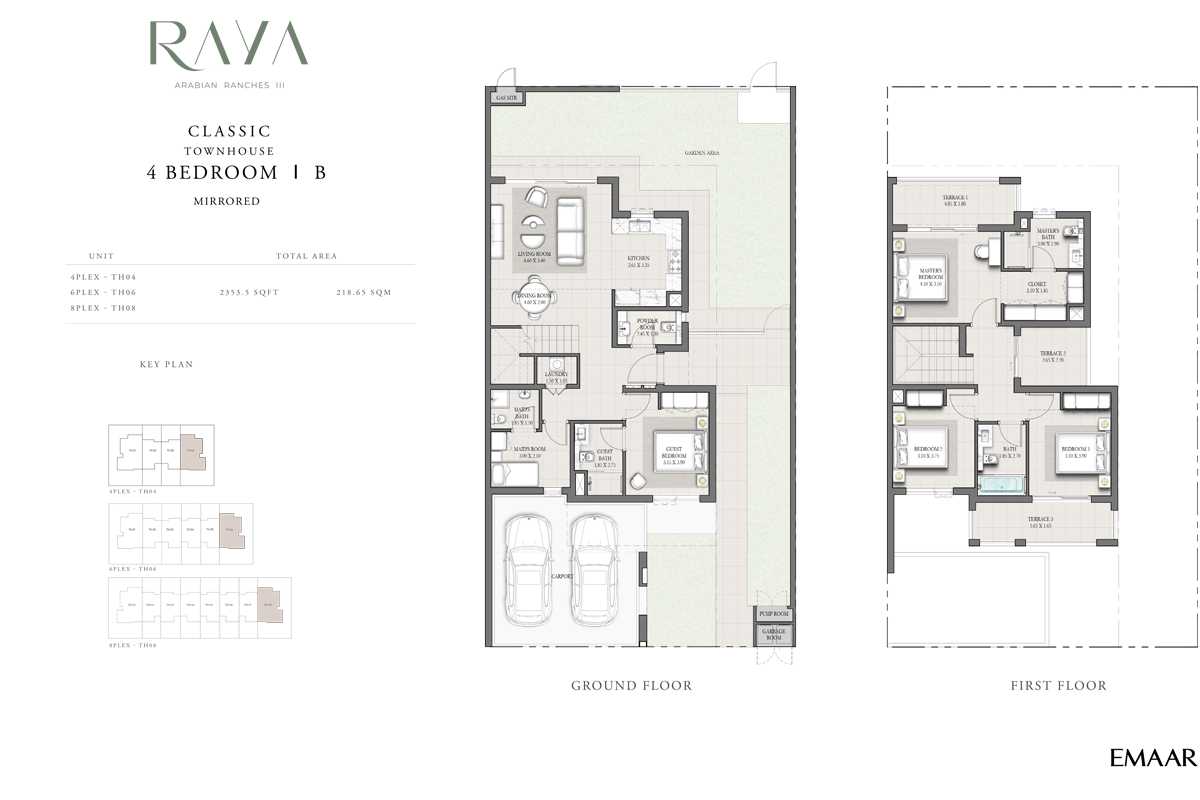 Classic Townhouse - B, Mirrored Unit 4 - 6 - 8 Plex - TH04 - TH06 - TH08